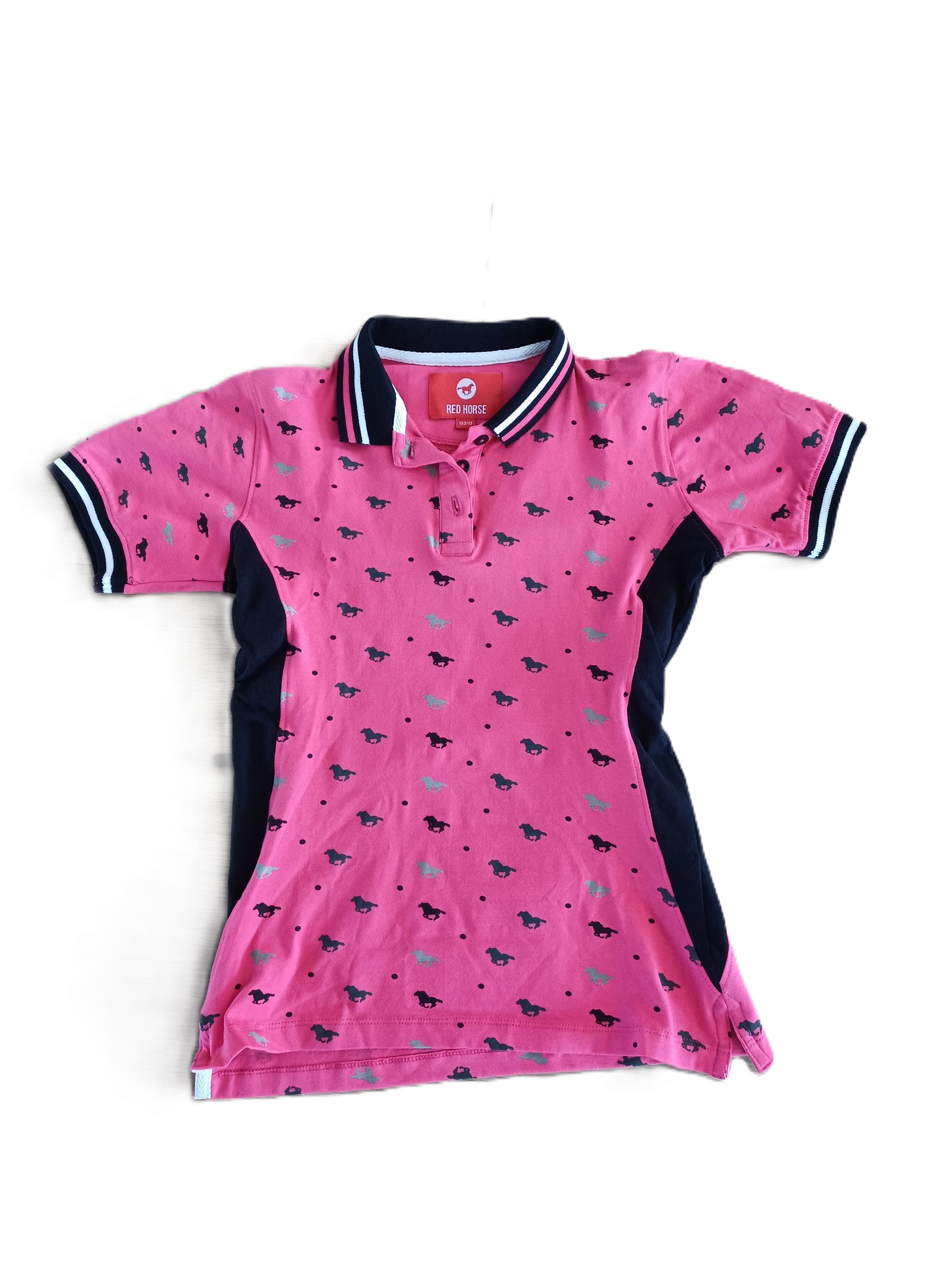 Polo cavalier - rose T 12 ans