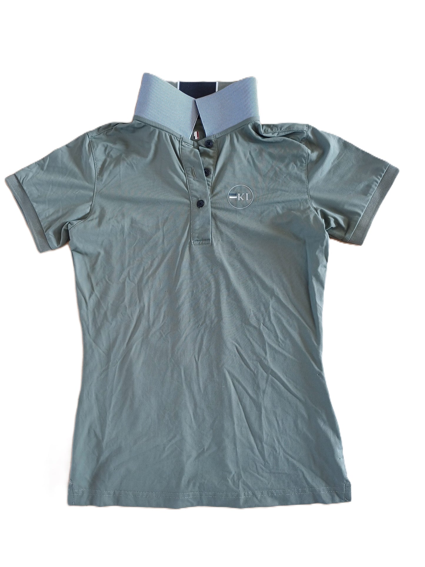 Polo cavalier Kingsland kaki (bande bleu marine dans le dos) S