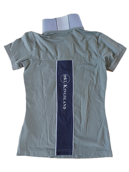 Polo cavalier Kingsland kaki (bande bleu marine dans le dos) S