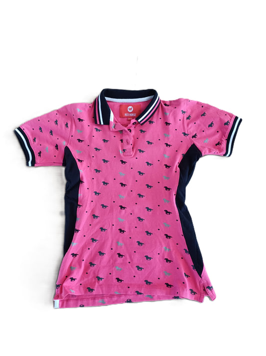 Polo cavalier - rose T 12 ans