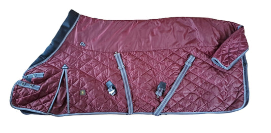 Couverture BR bordeaux cou en doudou noir  165cm (très grande), 200gr