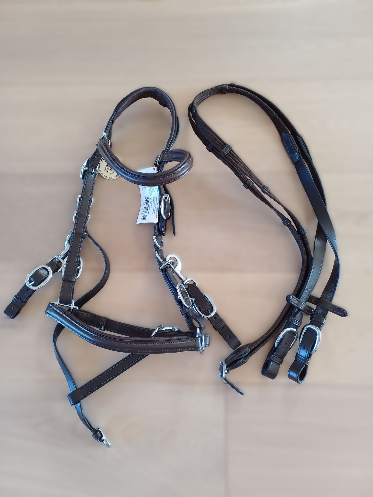 Bridon Kieffer de rando (le mors se détache) + rênes marron Full