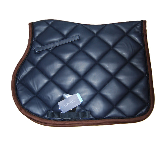 Tapis Lami Cell bleu bord marron Full