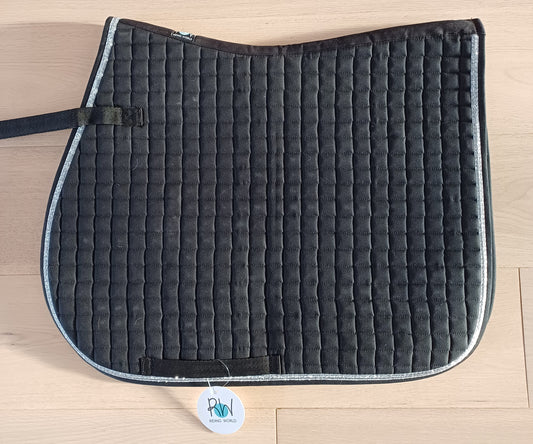 Tapis de selle noir avec bord argenté Riding World Full