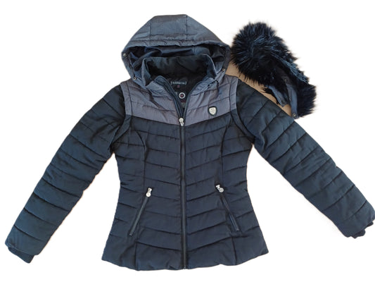 Veste noire Flags&cup taille S moumoute du col & manches détachables