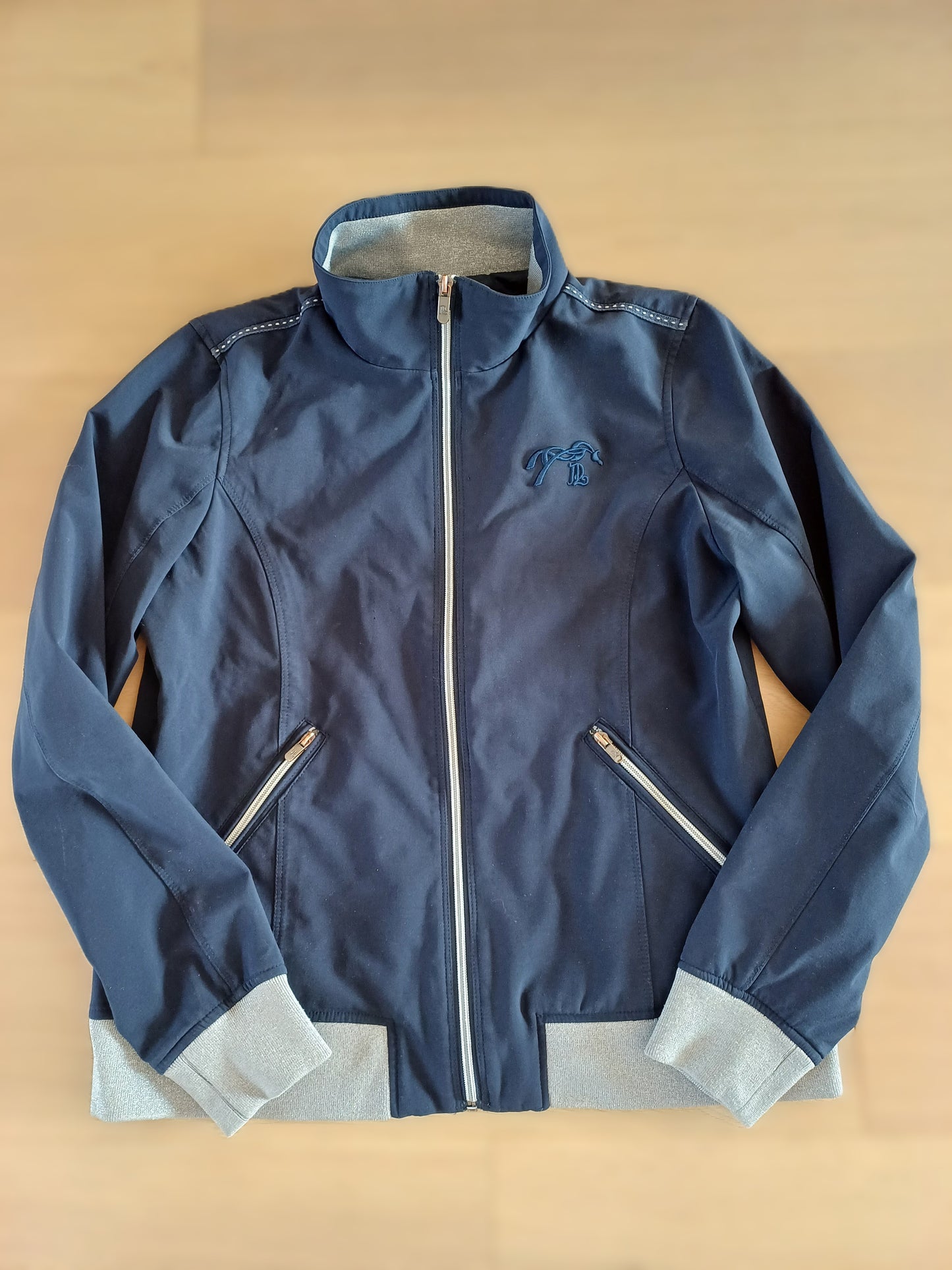 Blouson Penelope marine L - manches gris pailleté